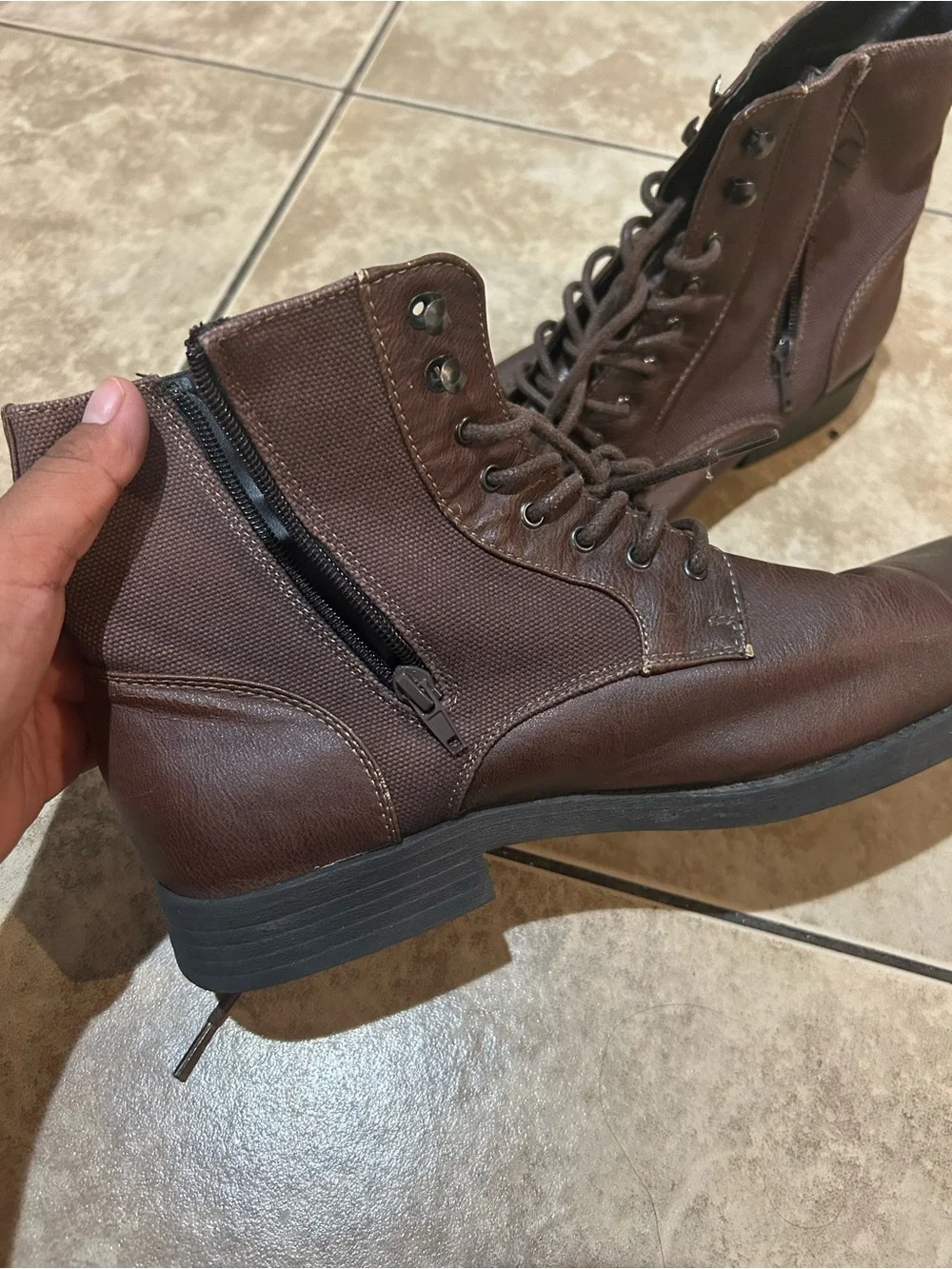 Robert Wayne Men's Dark Brown Leather Lace-Up Ankle Boots